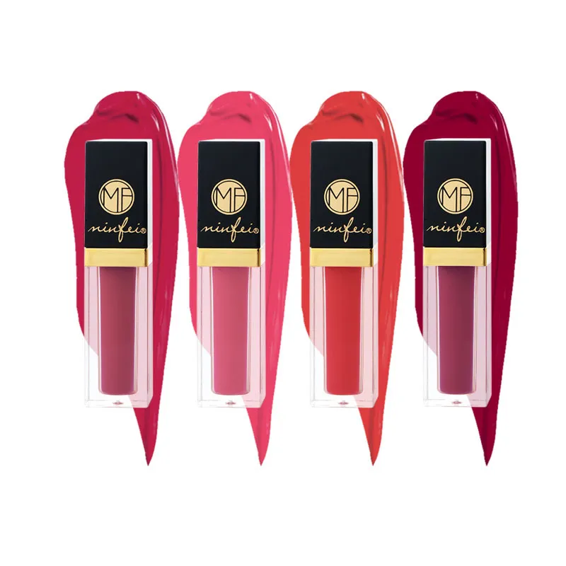 Minfei Brand Brand Velvet Gloss Gloss Glaze Matte Lipgloss легко носить жидкую бобовую паставную помаду 8 цветов 3001273