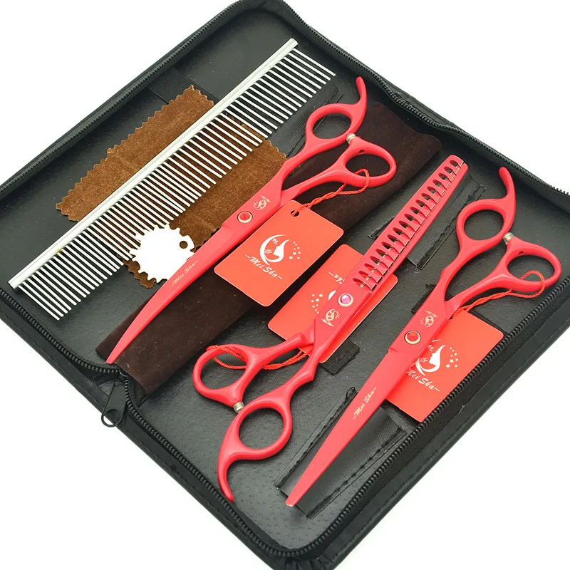 7.0 "Meisha Profissional Tesoura De Animais De Estimação para Groomer Fish Bone Thinning Clippers JP440C Cães Grooming Corte Tesouras Aparador de Pêlos Kits HB0144