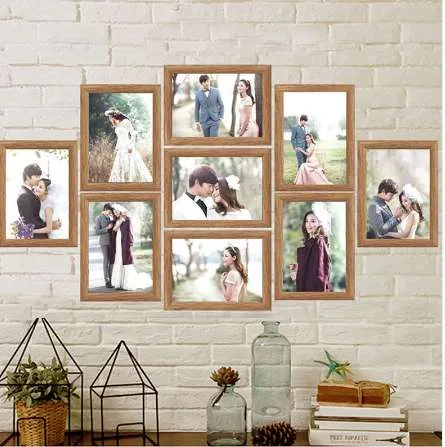  Marco de fotos múltiple de 9 imágenes, marco de pared con  capacidad para fotos de 5 x 7 pulgadas, marcos de fotos collage para  regalos de pared de oficina en casa (