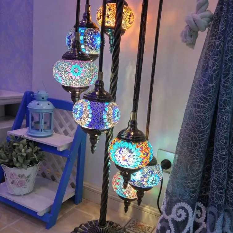 Europäische retro romantische mediterrane Wohnzimmer Schlafzimmer Persönlichkeit kreative handgemachte Glas türkische Stehlampe