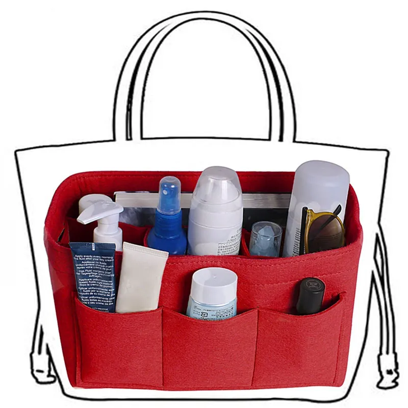 Sac de rangement en feutre, organisateur de sac à main pour fourre-tout, organisateur de rangement de maquillage, organisateur de cosmétiques pour femmes pour voyage 2724