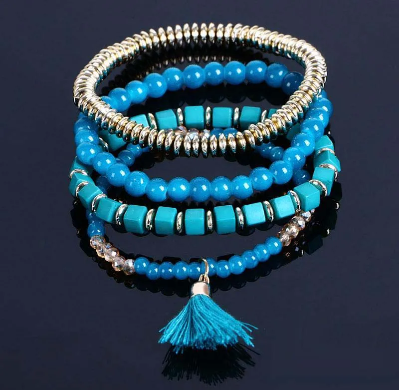 Hot New Fashion Bohemia Ocean Style Multcolor Charm Beads Bracelets Sets Jewelry For women 