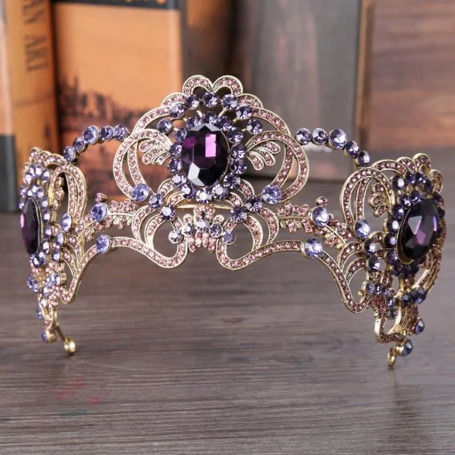 Beautiful Amethyst crown hoop, European and American hot crown, head ornament, wedding dress accessories crown.