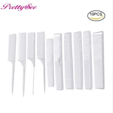 Pretty See Professional 10pcs White Hair Combs Kit Salon Barber Comb Borstar Anti-static Hairbrush Hair Styling Tool Set