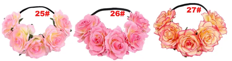 Rose fleur bandeau couronne de fleurs pour demoiselle d'honneur guirlande couronne florale à la main mariée fleur couronne rose bandeau accessoires