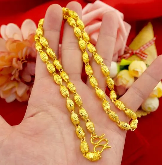 Vietnam ShaJin Art und Weise der Männer reines Kupfer vergoldet Auto Blume Oliven feste Halskette