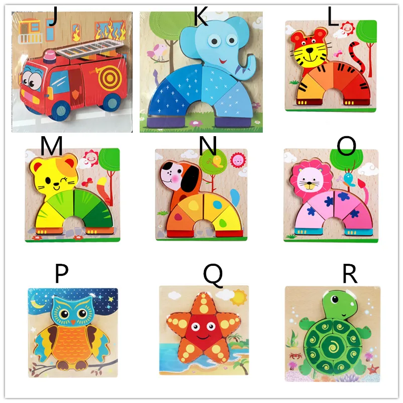 20 stili simpatici animali in legno Puzzle 15 * 15cm Baby colorful Legno puzzle intelligenza giocattoli bambini regali ragazze boyd