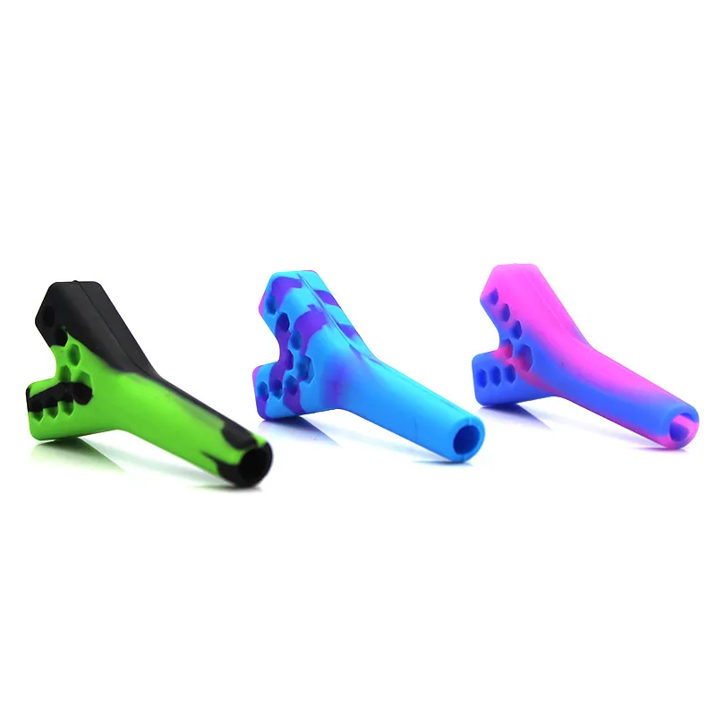 Multi Color Silicone Smoking tobacco Pipes with Double Holes Portable dry herb Smoking Water Pipe