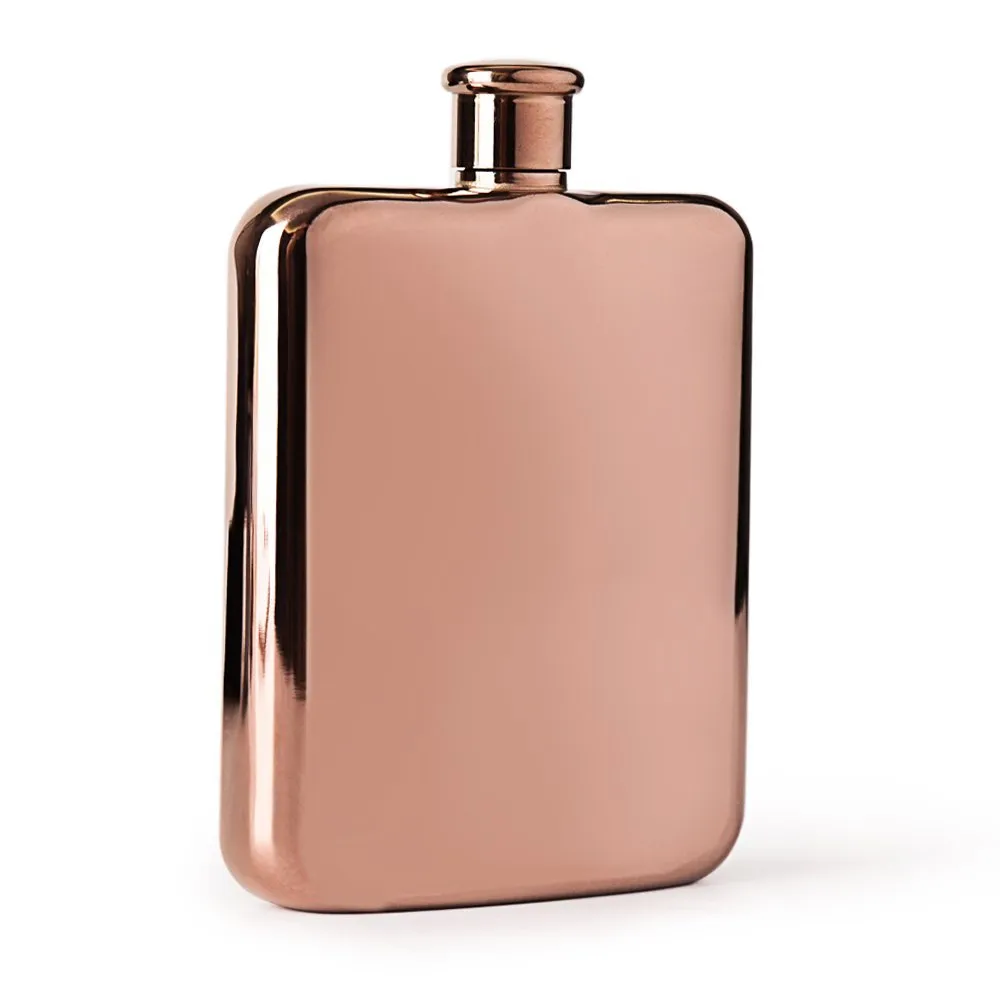 6 oz Gold OR Rose golden Plated Stainless Steel Hip Flask high quality mirror face ,18/8 stainlesss steel logo free engraved