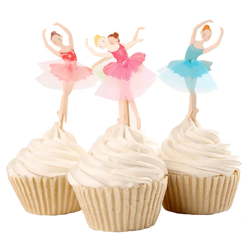 New Graceful Ballerina Cupcake Topper Dancer Cake Topper Cake Accessorio Ragazza Forniture feste di compleanno 120 pz / lotto