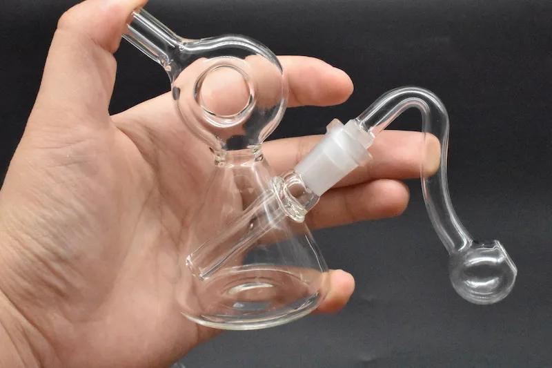 Tragbare Glas-Wasserpfeifen, Dab-Öl-Bong-Rig, Perkolator-Öl-Rig, Rauchwasserpfeife, berauschender Eis-Bong-Pfeifen-Bubbler mit 10-mm-Ölbrennerrohr