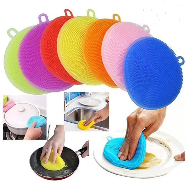 Spazzole per la pulizia magiche Spazzola per lavare i piatti in silicone Scrubber per uso alimentare Spugne per la pulizia della cucina multiuso per frutta e verdura in vaso