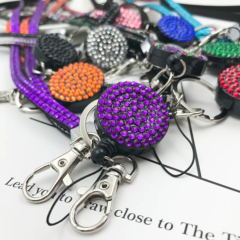 Multicolor Retractable Bling Crystal Rhinestone Lanyard Neck Strap Badge  Reel For Business ID Card Badge Holders From 1,22 €