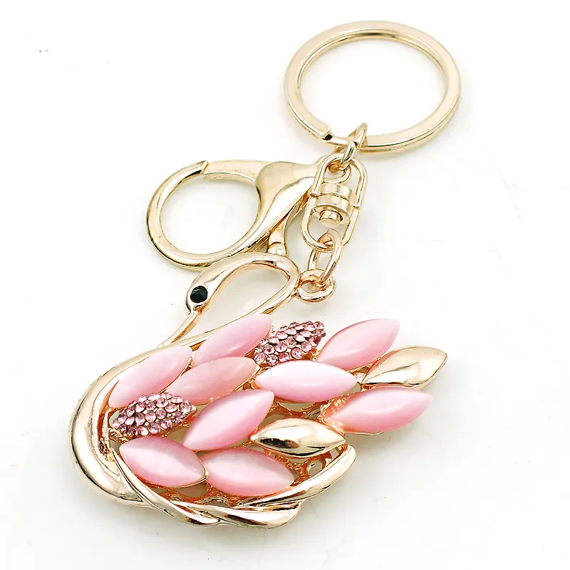 Catene chiave a piaciere in oro della moda lobster animale metallo keyring rhinestone opal cigno ciondoli le porte le donne di lusso