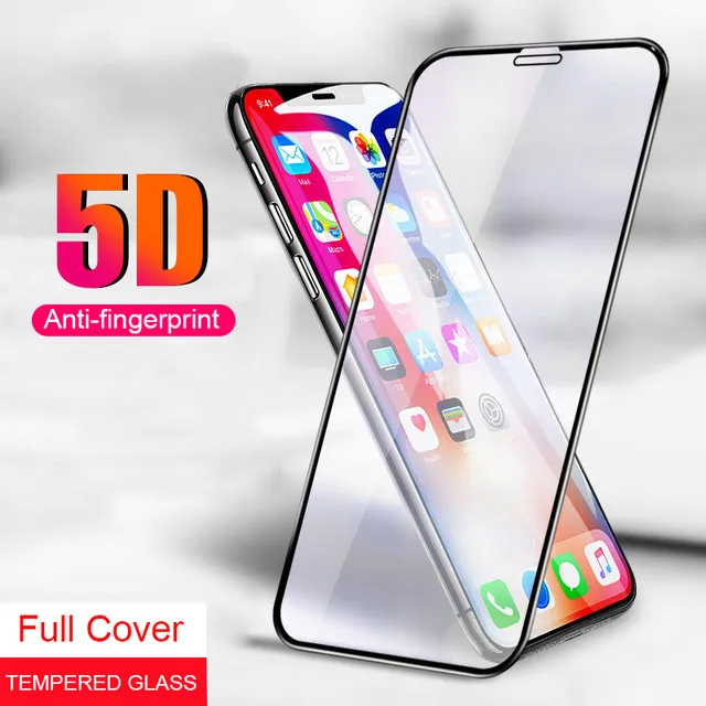 5D Edge Full Tempered Glass Screen Protector Cover Film för iPhone 11 Pro Max X XR XS Max 8 7 6 6s Plus med detaljhandelspaket