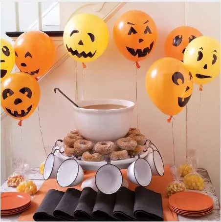 15 pcs Decoração de balão de festa de halloween diversão laranja preto impresso fantasma jack-o-lanterna balões de látex truque ou travessura