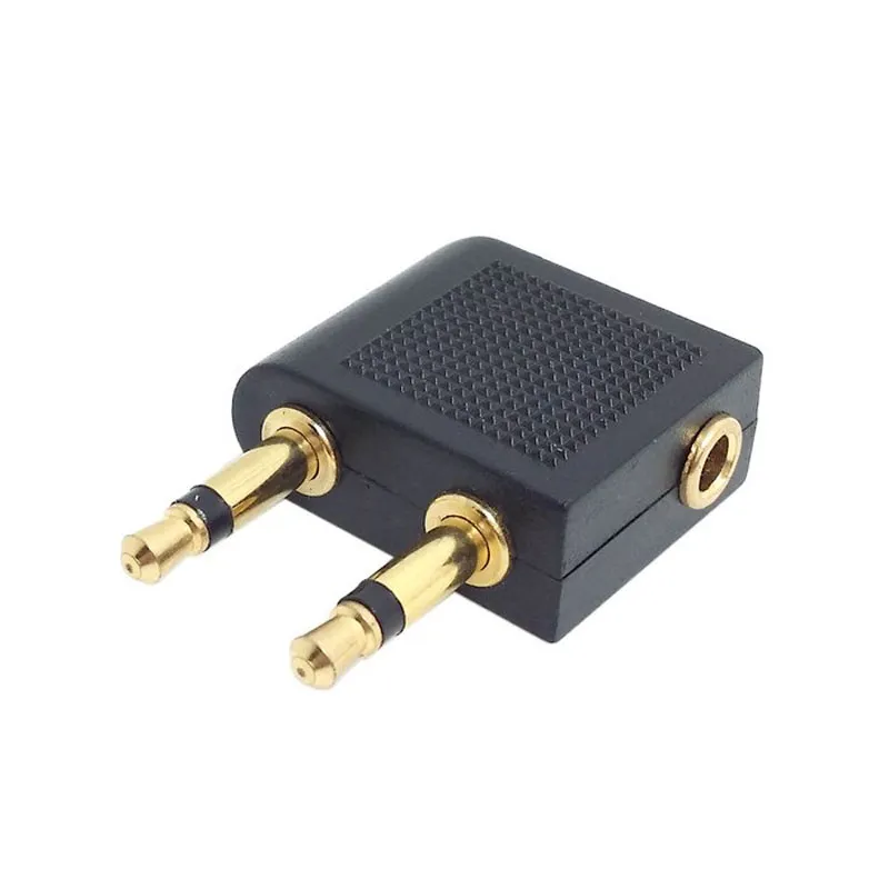 Golden Plated Airplane Flight Adapter Connector for Headphones Headset Earphones to Airline Audio Adapter High Quality FAST SHIP
