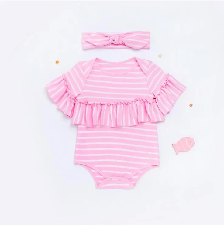 New Flounce Projeto Romper do bebê Coelho cabeça set Qualidade Stripe dos desenhos animados alta camuflagem de impressão recém-nascidos crianças macacãozinho Macacões