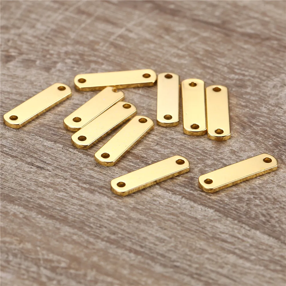 lot 1541mm Placas em branco Placas pequenas marcas de mão Tags de barras personalizadas Conector de pulseira de metal diy descobertas de joias no atacado1330084
