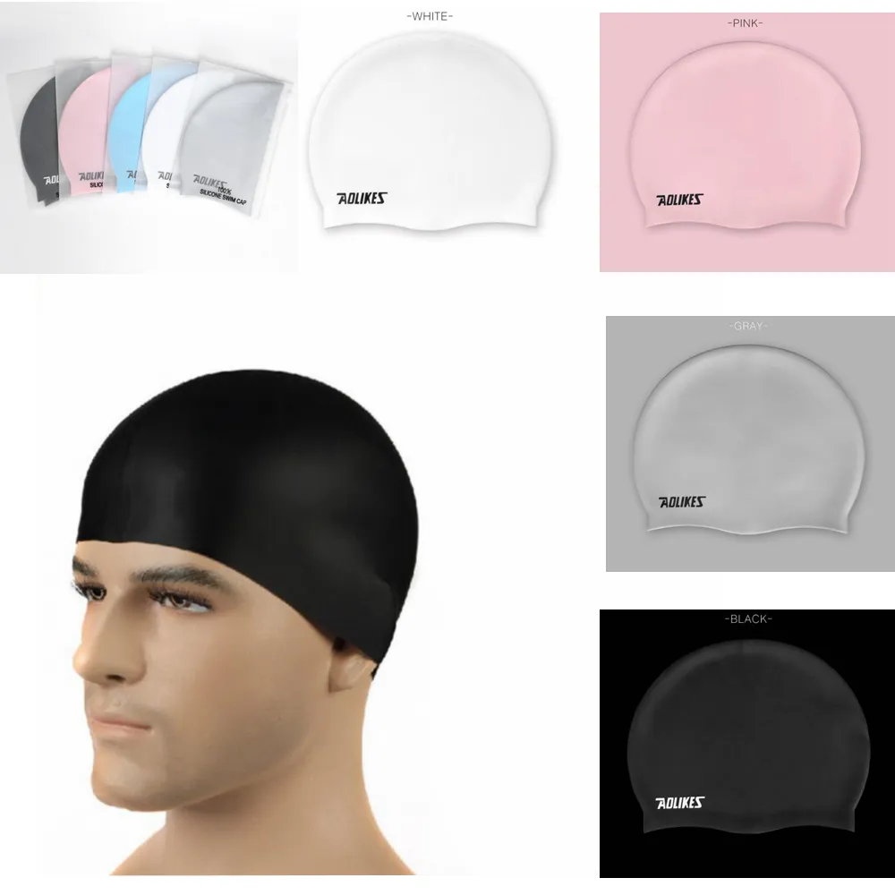 Unisex Waterdichte Silicon Zwemmen Cap Volwassen Flexibele Zwemmen Kop Cover Bescherm Oor Zwemkappen Zwembad Badmuts EA447 30PCS