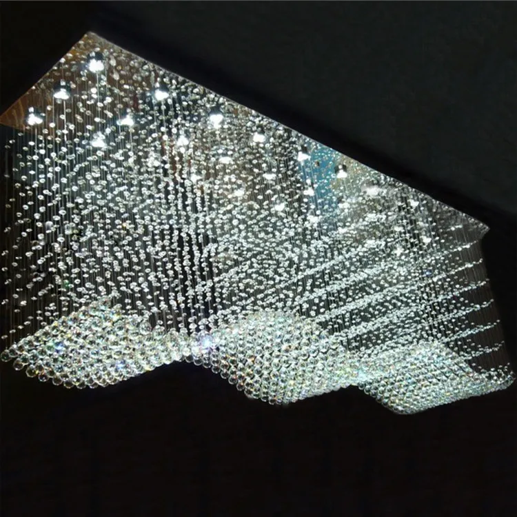 Modern Raindrop LED Crystal Chandelier Lighting Square Wave Crystals Ceiling Chandeliers for dining room/Lobby/kitchen island