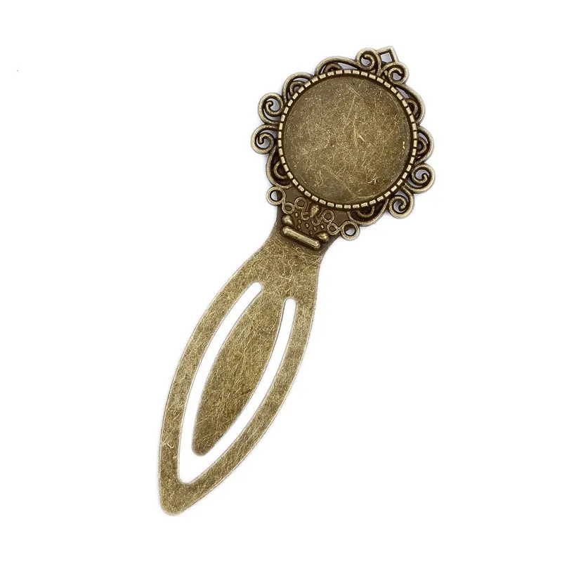 Antique Bookmark Base Fit 20mm Round Glass Cabochon Blank Bezel Setting Bookmark Findings 4 Styles3712861