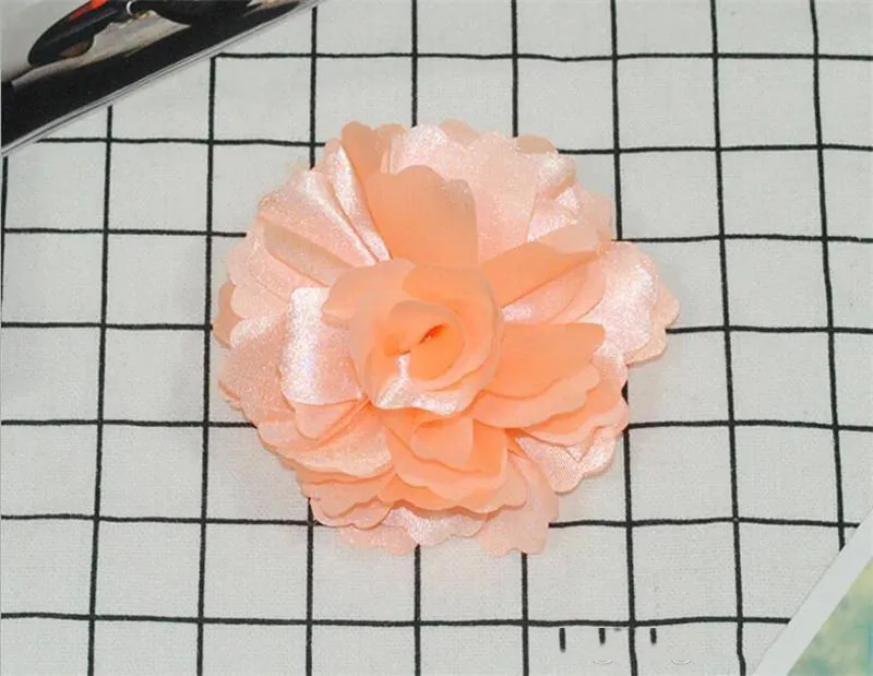 Camellia Rose Flower Hair Clips Satin Silk Chiffon Flowers Hair Clip Brooch Fast Ship With TO528