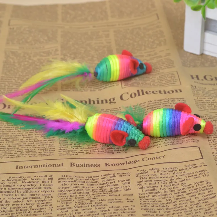 Fashion Small Pet Supplies Colorful Sisal Cat Toy Cute Mouse Shape Toy Pet toy T2I306