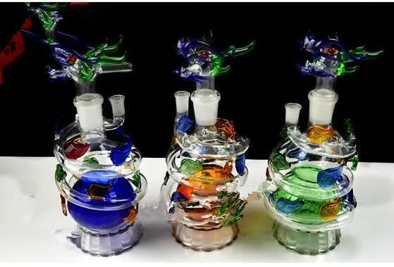 Spiral Dragon Hookah grossistglas Bongs Oil Burner Glass Water Pipes Oil Rigs Röker GRATIS