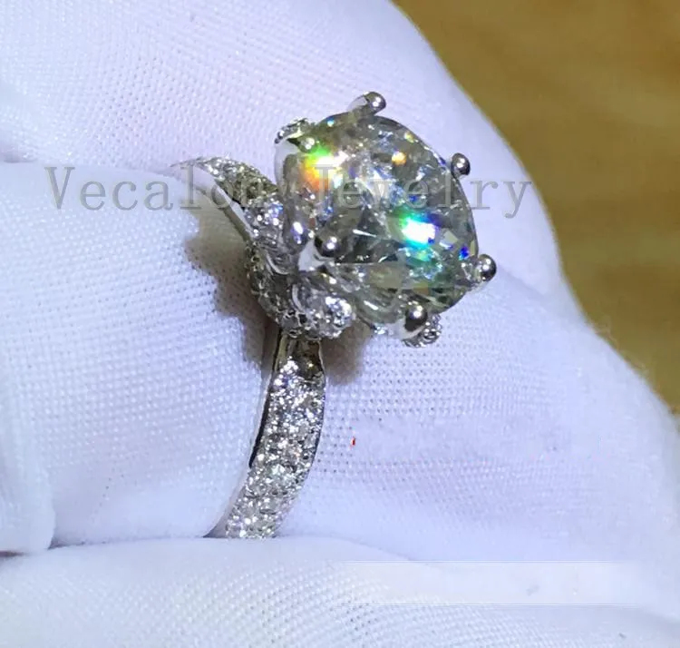 Kampanj 94off Vecalon Engagement Wedding Band Ring for Women 3CT CZ Diamonique Ring 925 Sterling Silver Female Finger Ring5022418