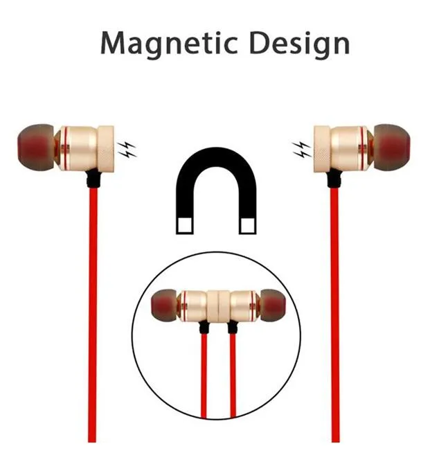 Magnetyczne bezprzewodowe słuchawki Bluetooth zestaw słuchawkowy stereo BT41 Sport Stuproof Inear Słuchawki z mikrofonem dla Samsung iPhone9101162