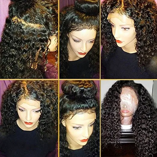 Kinky curly Full lace Human Hair Wig 360 Lace Front 130% density Human Hair Parts HD frontal wig