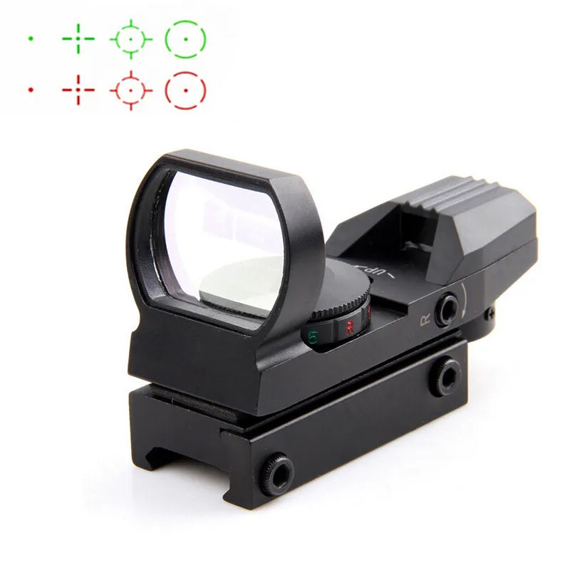 20 / 11mm Taktisk holografisk riflescope Reflex 4 Reticle Rail Jakt Optik Röd Grön Dot Sight Tactical Sight Omfattning med Mount