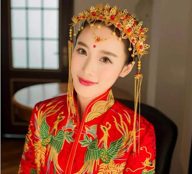 中国のドラゴン衣装の結婚式の花嫁チャイナのレトロな髪のアクセサリー