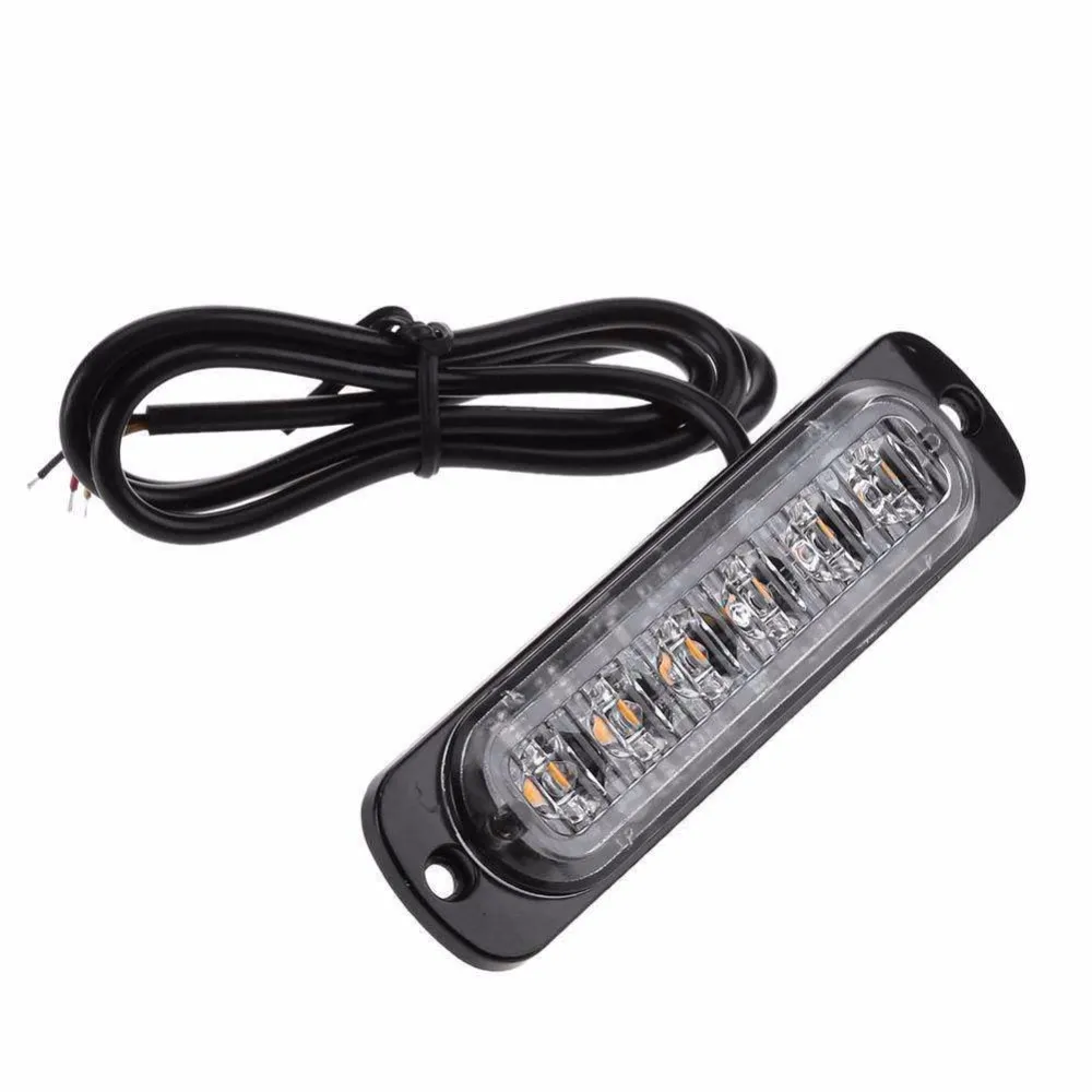 1pc 12-24v 6 LED Slanke Flash Lichtbar Auto Auto Voertuig Lichtgevende Diode Nood Waarschuwing Strobe Lamp voor vrachtwagen Motorfiets
