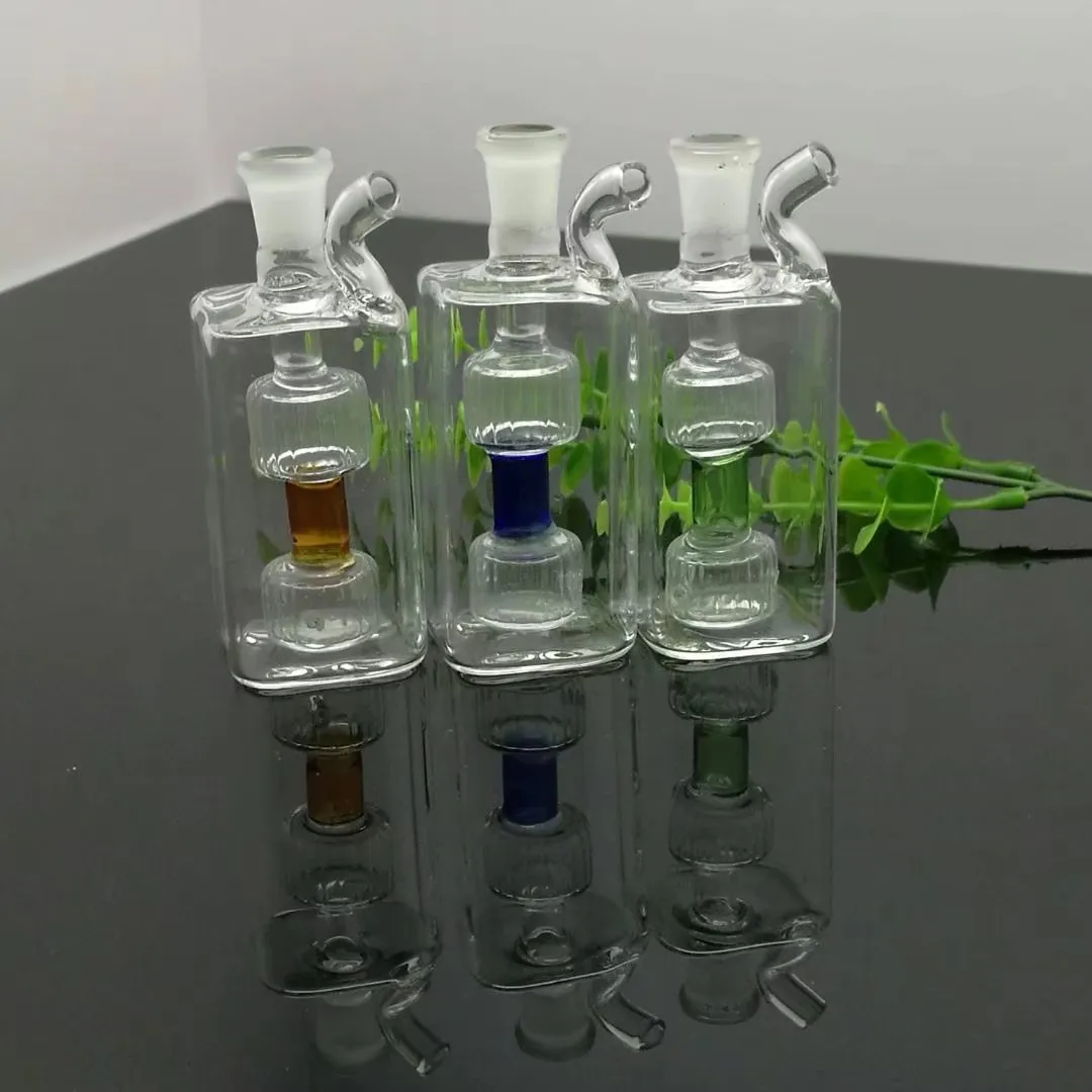 Glasrökande rör tillverkar handblåsta bongs mini fyrkantig glas vattenpipa flaska