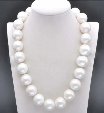 Enorma 20 mm äkta South White Sea Shell Pearl Round Beads Halsband 18quot6511682