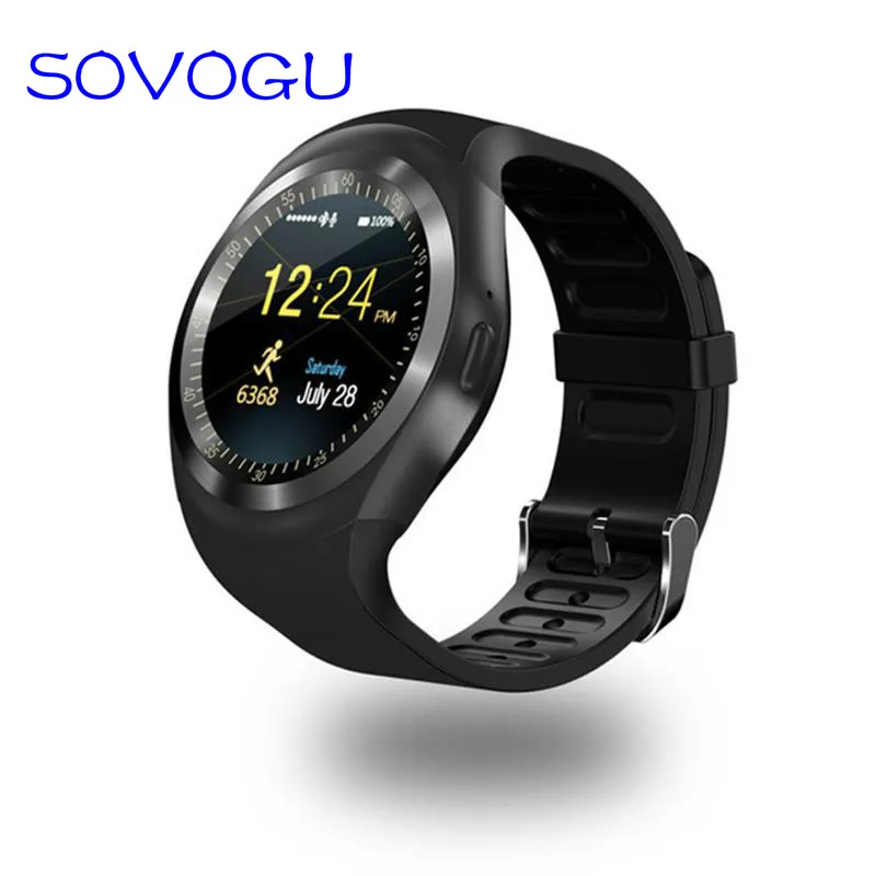 Sovo Bluetooth Y1 Akıllı İzle Relogio Android Smartwatch Telefon Arama Sim TF Kamera