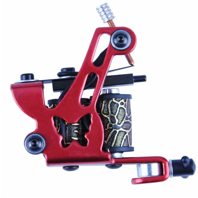 Ny Coil Tattoo Machine 8 Wrap Coils Tatoo Gun Red Butterfly Tattoo Frame för liner Shader Equipment Supply Tattoo Sets