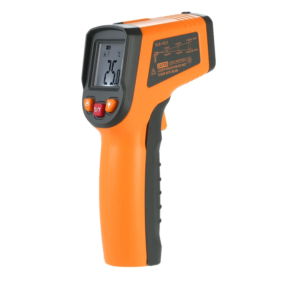 Freeshipping 12: 1 LCD-skärm IR-infraröd digital temperatur termometermätare Pyrometer Imager + Bakgrundsbelysning -50-600 grader