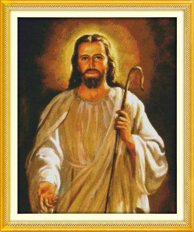Jesus Christian Tro Diy Decor Paintings, Handgjorda Kors Stitch Broderi NeedleWork Set Rotted Print på Canvas DMC 14ct / 11ct