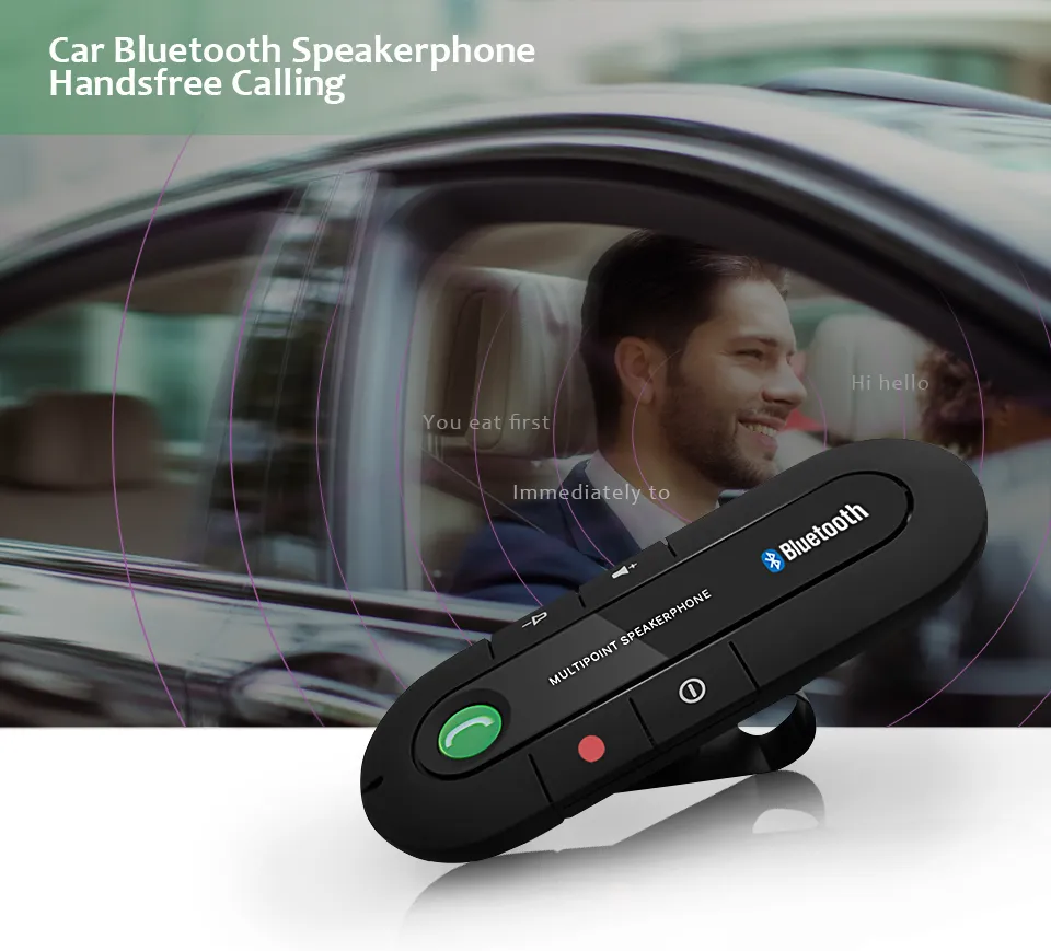 Sun Visor Bluetooth Speakerphone MP3 Muziekspeler Draadloze Bluetooth Handsfree Car Kit Bluetooth-ontvanger Luidspreker Autolader 50 stks / partij