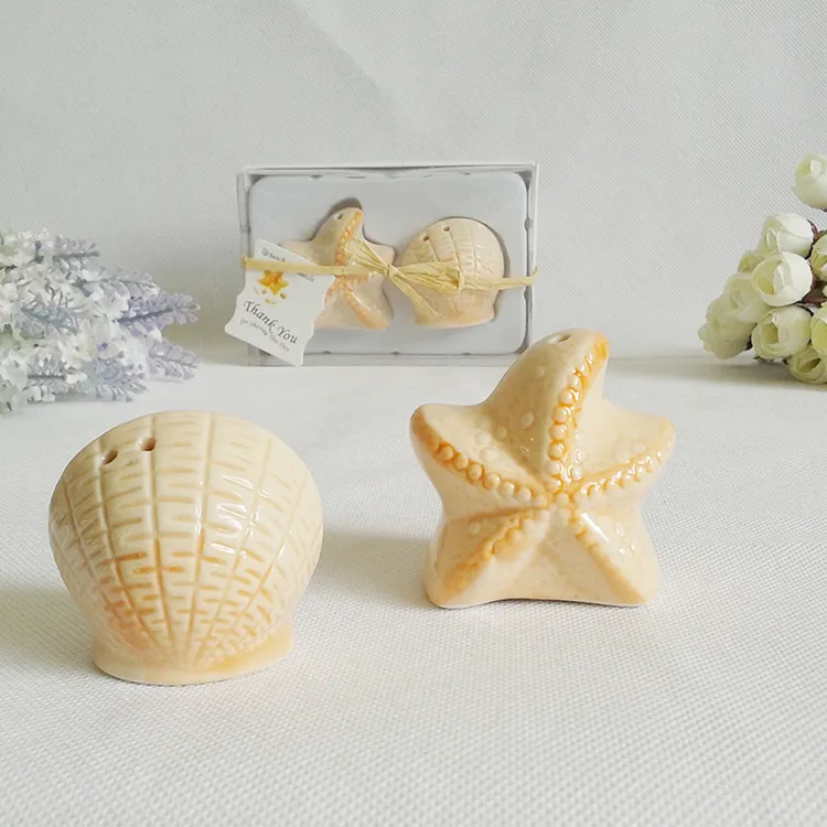 FEIS целые 2 шт. кухонные принадлежности креативные ракушки морской звезды солонки шейкеры свадебные сувениры и подарки кухонный горшок для приправ6895617