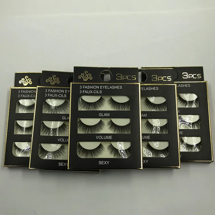 3D Vison Faux Cils Extension de maquillage pour les yeux 100% Réel Vison Naturel Épais Faux Faux Cils Cils Maquillage es / boîte dropshipping