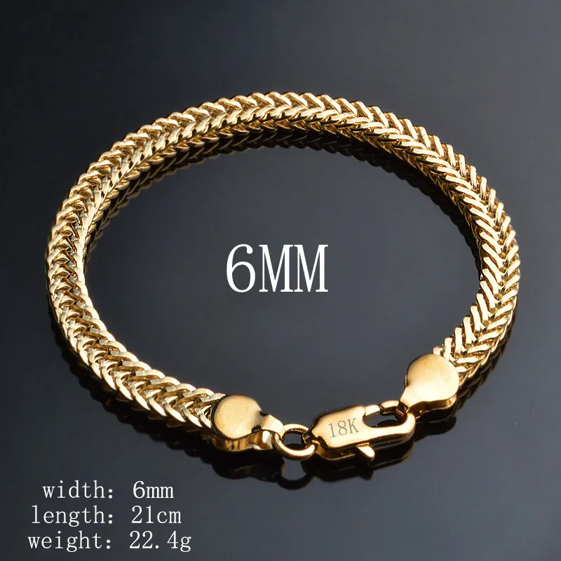 Lyxiga 6MM 18K guldpläterade ormrepskedjor Halsband Armband armband För kvinnor Män Mode Smyckesset Tillbehör Present Hip Hop