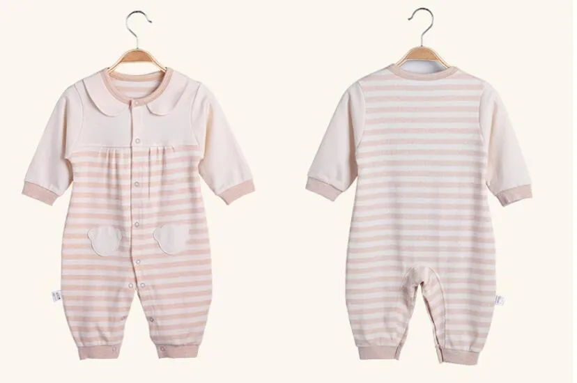 I più nuovi neonati da bambina a maniche lunghe con orsetto stampato primavera autunno tuta infantile body pagliaccetti abiti vestiti