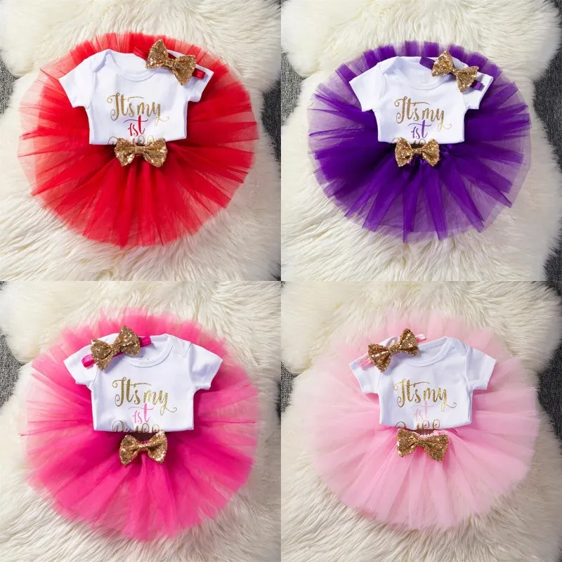 Its My First 1st Birthday Outfits Baby Girl Birthday Tutu Skirt Set For