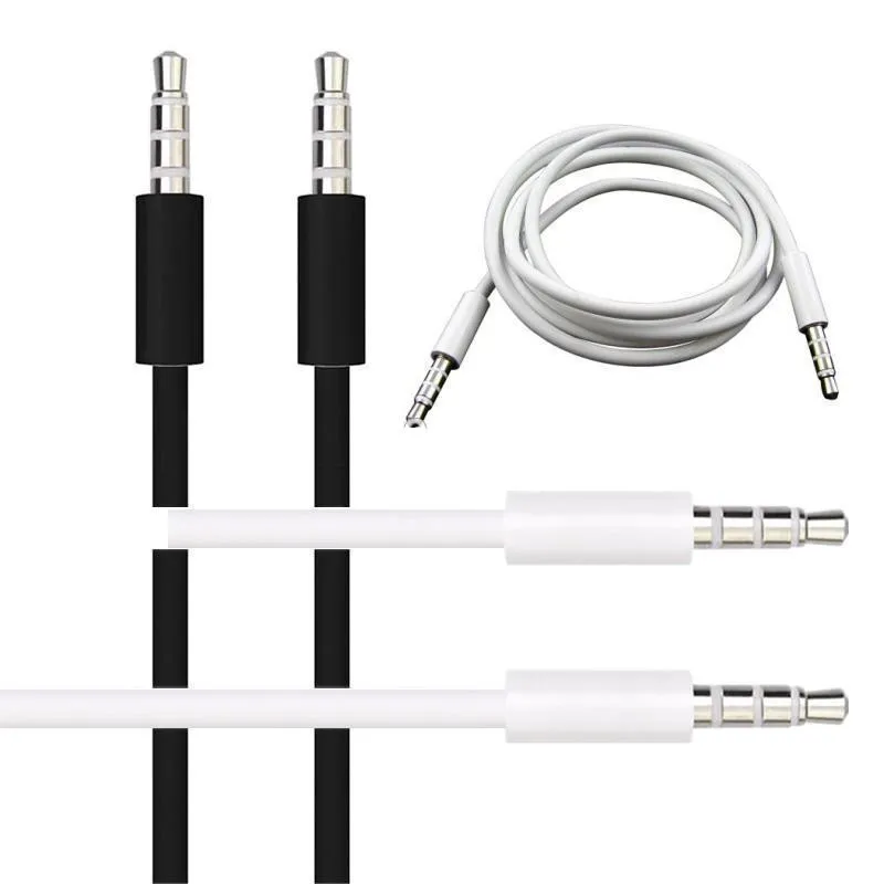 1m 3ft wit zwart aux kabels 3.5mm jack audio kabel mannelijke stereo hulpkoord voor mphoofdtelefoon