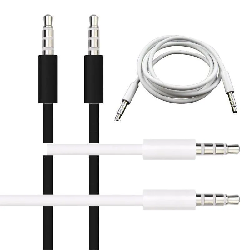 1 M 3FT Biały Czarny Aux Kable 3,5 mm Jack Audio Cable Męski stereo Przewód pomocniczy dla MPSłuchawki