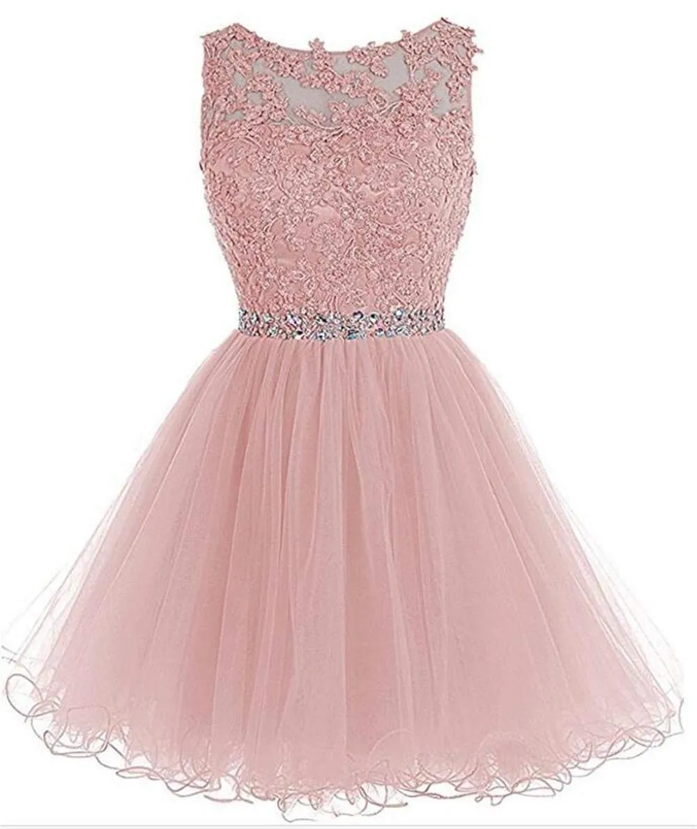 2019 Newest Sexy Tulle Short Homecoming Dresses Plus Size Appliques Mini Graduation Formal Cocktail Prom Party Gown AL19